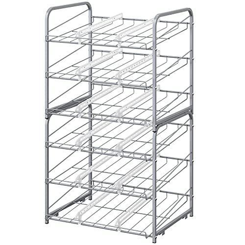 Vrisa 2 Pack Can Organizer for Pantry Stackable Can Storage Dispenser Holds Up to 72 Cans Can Holders for Kitchen Pantry Cabinet Silver