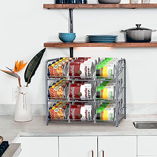 Vrisa 2 Pack Can Organizer for Pantry Stackable Can Storage Dispenser Holds Up to 72 Cans Can Holders for Kitchen Pantry Cabinet Silver