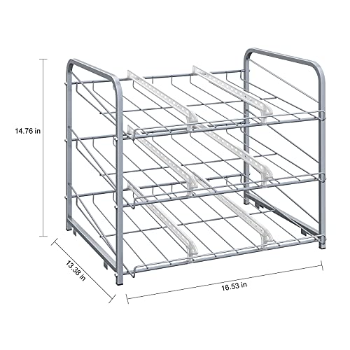 Vrisa 2 Pack Can Organizer for Pantry Stackable Can Storage Dispenser Holds Up to 72 Cans Can Holders for Kitchen Pantry Cabinet Silver