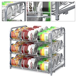 Vrisa 2 Pack Can Organizer for Pantry Stackable Can Storage Dispenser Holds Up to 72 Cans Can Holders for Kitchen Pantry Cabinet Silver