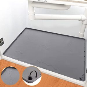 iartker under sink mat for kitchen waterproof,34″ x 22″ sink cabinet organizer tray,slight slope water gathering,silicone under sink liner for kitchen bathroom,liner drip tray with drain hole (grey)