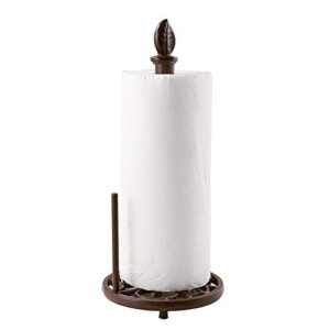 vintage metal paper towel holder cast iron roll paper towel stand for kitchen bathroom home decor (brown)