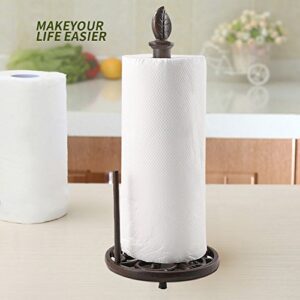 Vintage Metal Paper Towel Holder Cast Iron Roll Paper Towel Stand for Kitchen Bathroom Home Decor (Brown)