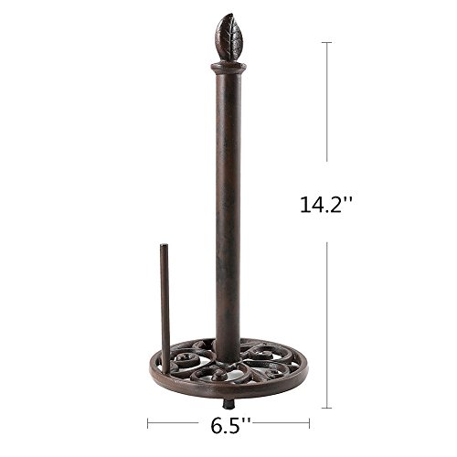 Vintage Metal Paper Towel Holder Cast Iron Roll Paper Towel Stand for Kitchen Bathroom Home Decor (Brown)