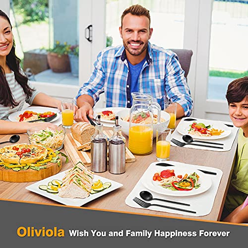 Oliviola 20 Pieces Silverware Set，Matte Black Stainless Steel Flatware Cutlery Set Service for 4, Stain Finish Kitchen Utensil Set，Include Dinner Knives Forks and Spoons Silverware, Dishwasher Safe