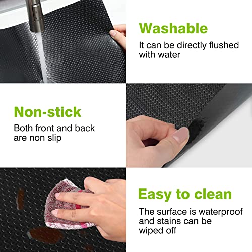 Shelf Liners for Kitchen Cabinets, 17.7''x78.7'' Non Adhesive Drawer Liners for Cupboard,EVA Material Non Slip Black Shelf Liners, Waterproof Mat for Drawers, Shelves, Pantry