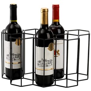 AVLA Metal Countertop Wine Rack, 9 Bottles Wine Holder for Wine Storage, Freestanding Modern Small Wine Bottle Storage, Geometric Design Tabletop Wine Rack Holder for Wine Cellar Bar Cabinet, Black