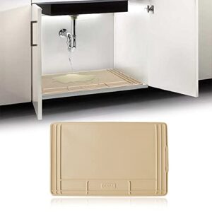 omac under the sink mat, trimmable, waterproof, raised edge cabinet liner protector for kitchen and bathroom, 34.64 by 22.44 inches, beige