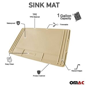 OMAC Under The Sink Mat, Trimmable, Waterproof, Raised Edge Cabinet Liner Protector for Kitchen and Bathroom, 34.64 by 22.44 inches, Beige