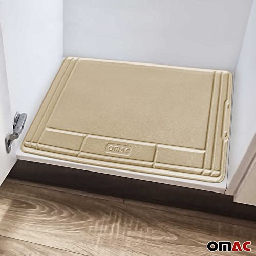 OMAC Under The Sink Mat, Trimmable, Waterproof, Raised Edge Cabinet Liner Protector for Kitchen and Bathroom, 34.64 by 22.44 inches, Beige