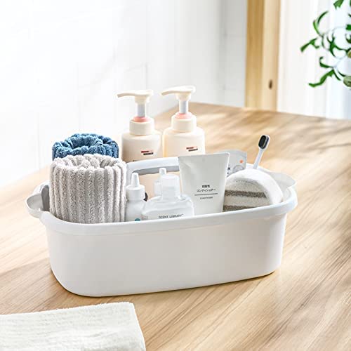 Large Cleaning Supplies Caddy With Handle, Plastic Cleaning Bucket Organizer for Cleaning Products, Under Sink Tool Storage Caddy(White)