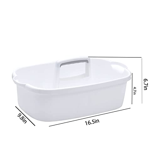 Large Cleaning Supplies Caddy With Handle, Plastic Cleaning Bucket Organizer for Cleaning Products, Under Sink Tool Storage Caddy(White)