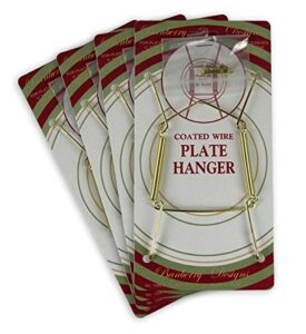 banberry designs brass vinyl coated plate hanger 5 to 7 inch plates – set of 4 – includes hook and nail for hanging