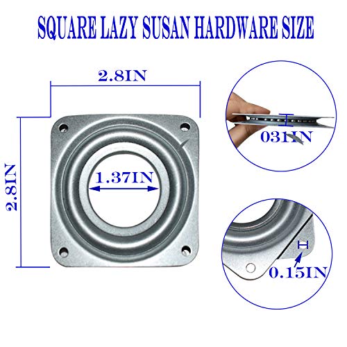 10Pack Lazy Susan Hardware, 3” Square Ball Bearing Swivel Plate, 120lbs Capacity 5/16” Thick Rotating Disc, Lazy Susan Turntable for Serving Trays, Kitchen Cabinet, Craft Project, Makeup Holder