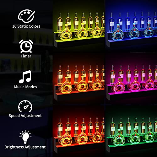 YITAHOME LED Lighted Liquor Bottle Display Shelf, 2-Step 60-inch Bar Liquor Alcohol Shelf for Home Counter Party, Acrylic Mounted Whiskey Rack Stand with Remote & App Control