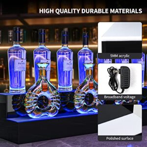 YITAHOME LED Lighted Liquor Bottle Display Shelf, 2-Step 60-inch Bar Liquor Alcohol Shelf for Home Counter Party, Acrylic Mounted Whiskey Rack Stand with Remote & App Control