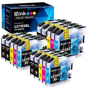 e-z ink (tm compatible ink cartridge replacement for brother lc103 xl lc101 lc103xl lc101xl lc103bk compatible with mfc-j870dw mfc-j6920dw mfc-j6520dw mfc-j450dw mfc-j470dw mfc-j470dw (15 pack)