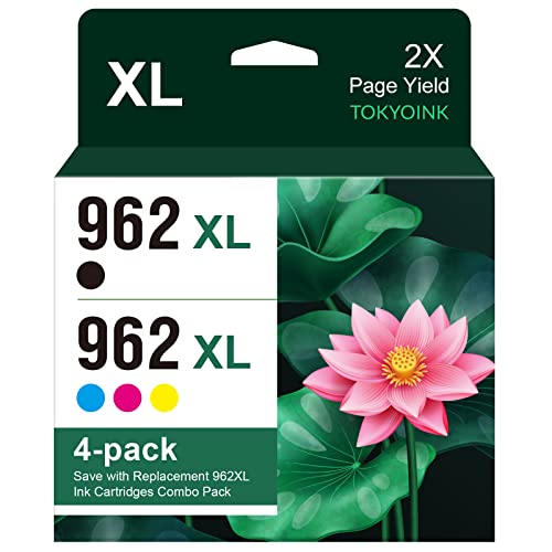 TOKYOINK Remanufactured 962XL Ink Cartridges Black and Color Combo Pack High Yield Replacement for HP 962XL 962 XL Work with HP Officejet Pro 9010 9018 9020 9015 9025 Printer Ink Cartridges (4 Pack)