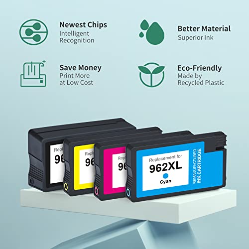 TOKYOINK Remanufactured 962XL Ink Cartridges Black and Color Combo Pack High Yield Replacement for HP 962XL 962 XL Work with HP Officejet Pro 9010 9018 9020 9015 9025 Printer Ink Cartridges (4 Pack)