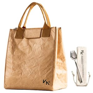 vonnova lunch bag women, lightweight and water-resistant tyvek® material, 1 stainless spork and pouch, easy to clean reusable lunch bag, lunch box for women, lunch tote, insulated lunch bags for women