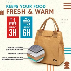 VonNova Lunch Bag Women, Lightweight and Water-Resistant Tyvek® Material, 1 Stainless Spork and pouch, Easy to clean Reusable Lunch Bag, Lunch box for Women, Lunch Tote, Insulated Lunch Bags for Women