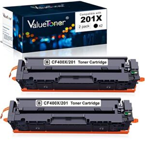 valuetoner compatible toner cartridge replacement for hp 201x 201a cf400x cf400a for color pro mfp m252dw m277c6 m277dw m277n m252n m277 printer high yield (2 black)
