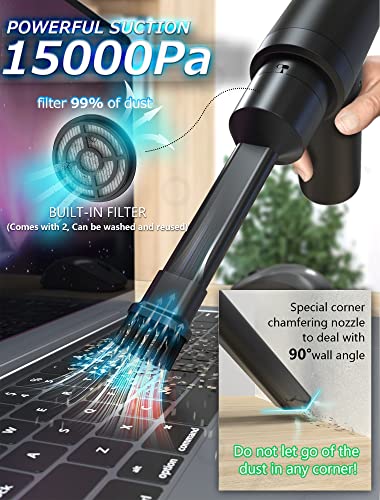 IGOKOTI Compressed Air Duster Reusable Electric Air Duster & Vacuum 2 in 1, Cordless Portable Rechargeable Compressed air, 98000 RPM Handheld Air Blower for Car, Electronics, Keyboard Cleaning