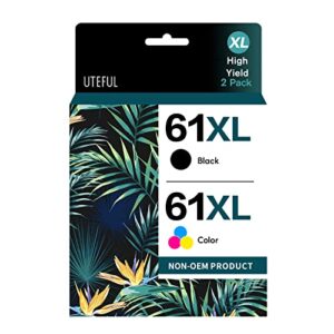 61xl ink cartridge remanufactured replacement for hp 61 61xl, 1 black, 1 tri-color, 2 pack, use for hp envy 4500 5530 5534 5535, officejet 2620 4630 4635 deskjet 1000 1010 1510 1512 2540 3050 printer