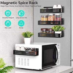 Yuchenfeng Moveable Magnetic Fridge Spice Rack With Magnetic Hook Spice Organizer Shelf for Side of Refrigerator 4 Magnetic Spice Racks + 1 Magnetic Hook