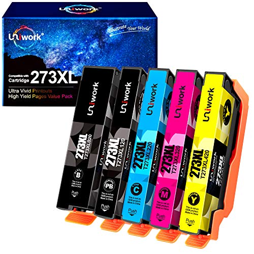 Uniwork Remanufactured Ink Cartridge Replacement for Epson 273 XL 273XL use for Expression XP-520 X-P820 XP-620 XP-610 XP-800 XP-810 Printer Tray, 5-Pack (Black, Photo Black, Cyan, Magenta, Yellow)