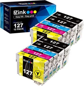 e-z ink (tm remanufactured ink cartridge replacement for epson 127 t127 to use with nx530 625 wf-3520 wf-3530 wf-3540 wf-7010 wf-7510 7520 545 645 (4 large black, 2 cyan, 2 magenta, 2 yellow) 10pack