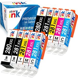 starink compatible ink cartridge replacement for canon 280 281 xxl pgi-280xxl cli-281xxl for pixma tr8520 tr8620 tr7520 tr8620a tr8622 ts6220 ts6320 ts6120 tr8600 tr8500 tr7500 ts6300 printer, 10-pack