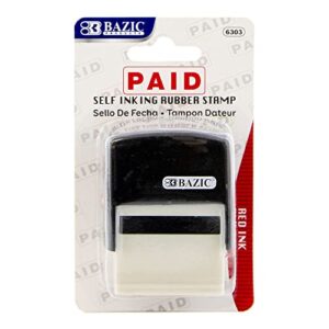 bazic paid self inking rubber stamp (red ink), stamp impression size 1.41″ x 0.47″, great for office, shipping, receiving, accounting, expiration, due dates, 1-pack