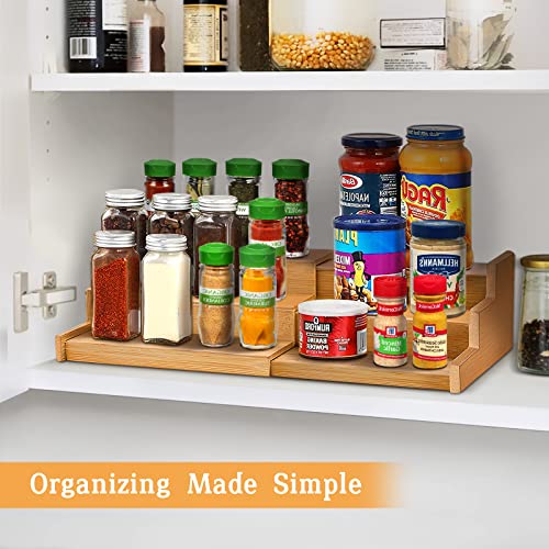 VenDotbi Spice Rack Organizer, 3 Tier Expandable Bamboo Spice Rack Organizer, Great for Kitchen Cabinet, Cupboard, Pantry and More