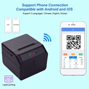 LIUYUNQI Desktop 58mm Thermal Label Printer Wired Barcode Printer USB BT Connection Support ESC/POS