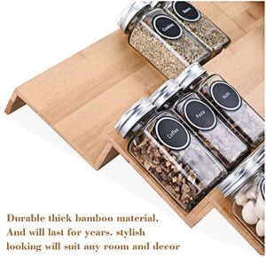 Mulush Bamboo Spice Rack Tray - 64 Jars Spice Drawer Organizer for Kitchen Cabinets Storage and Organization