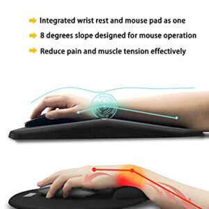 SOUNDANCE Ergonomic Mouse Pad with Wrist Rest Support, Thick Mousepad Relief Carpal Tunnel Pain, Entire Memory Foam with Non-Slip PU Gel Base for Computer Laptop Desktop Home Office, 14 x 8 Inch Black