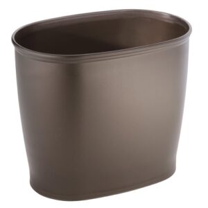 idesign kent oval waste can, trash can for bathroom, bedroom, office – bronze,12″ x 8″ x 10″