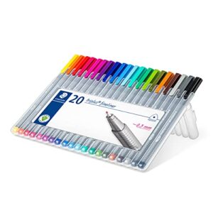 Staedtler Triplus Fineliner Pens, .3mm, Metal Clad Tip, 20-Pack, Assorted (334SB20BK)