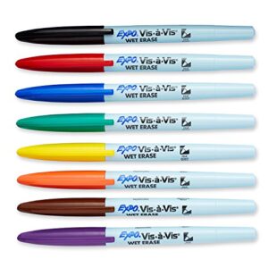 expo 16678b vis-a-vis wet-erase overhead transparency markers, fine point, assorted colors, 8-count