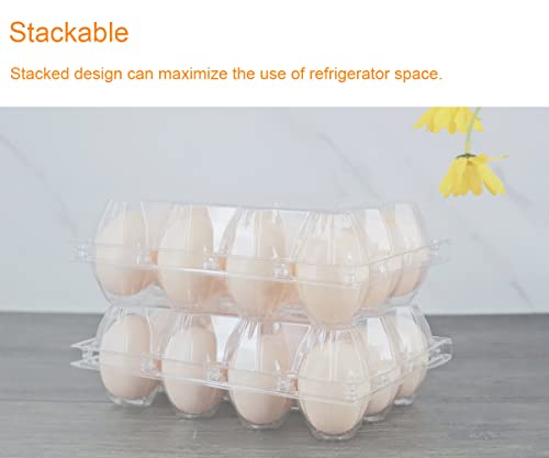 BULKBUY Egg Cartons 60 Packs, Clear Eco-friendly Plastic Blank Egg Cartons with Free Labels, Holds up to 12 Eggs Securely, Perfect for Family Pasture Farm Markets Display - Medium