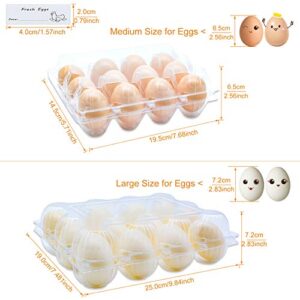 BULKBUY Egg Cartons 60 Packs, Clear Eco-friendly Plastic Blank Egg Cartons with Free Labels, Holds up to 12 Eggs Securely, Perfect for Family Pasture Farm Markets Display - Medium