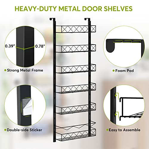 1Easylife Over The Door Pantry Organizer Rack, 6-Tier Adjustable Pantry Organization and Storage, Heavy-duty Metal Door Spice Rack with Detachable Baskets, Hanging Can Organizer for Kitchen Pantry