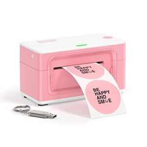 munbyn pink shipping label printer, [upgraded 2.0] usb label printer maker for shipping packages labels 4×6 thermal printer for home business, compatible with amazon, etsy, ebay, shopif
