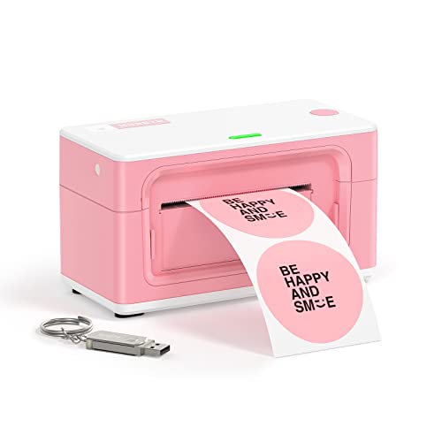 MUNBYN Pink Shipping Label Printer, [Upgraded 2.0] USB Label Printer Maker for Shipping Packages Labels 4x6 Thermal Printer for Home Business, Compatible with Amazon, Etsy, Ebay, Shopif