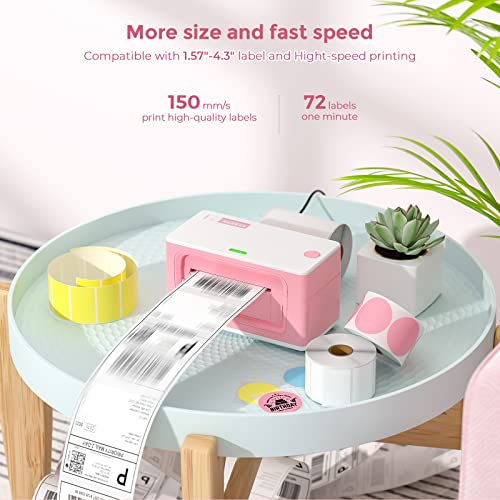 MUNBYN Pink Shipping Label Printer, [Upgraded 2.0] USB Label Printer Maker for Shipping Packages Labels 4x6 Thermal Printer for Home Business, Compatible with Amazon, Etsy, Ebay, Shopif