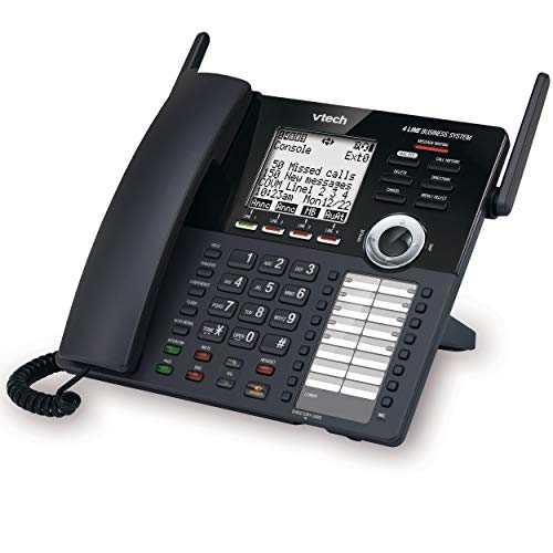 VTech AM18447 Main Console 4-Line Expandable Small Business Office Phone System with Answering Machine, Intercom, Auto Attendant & Music on Hold , Black