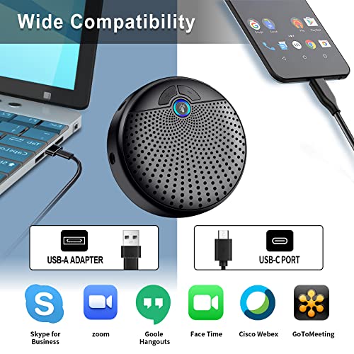 Conference Speakerphone, BALILA Wireless Conference Speaker with 5 Microphones, Portable Omnidirectional Computer Microphone for Streaming, Call Speaker Skype, Webinar, Interview