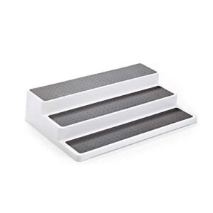 3pcs/pack Non Skid 3 Tier Lazy Susan White Grey Silicon Surface Spice Racks Kitchen Can Shelf Home Countertop Organizer Bathroom Storage Pantry Cabinet, 14.4"/36.5cm (W) X 9.5"/24cm(D) X 3.3"/8.5cm(H)