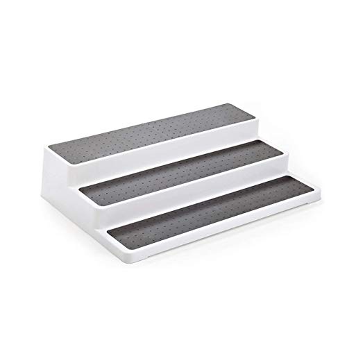 3pcs/pack Non Skid 3 Tier Lazy Susan White Grey Silicon Surface Spice Racks Kitchen Can Shelf Home Countertop Organizer Bathroom Storage Pantry Cabinet, 14.4"/36.5cm (W) X 9.5"/24cm(D) X 3.3"/8.5cm(H)